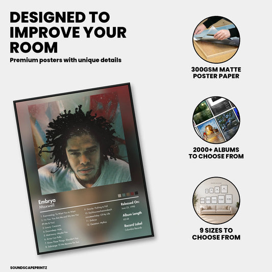 Maxwell — Embrya Album Poster — premium poster features