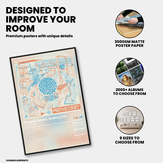 moondoggy — Changing Seasons, Breaking Even Album Poster — premium poster features