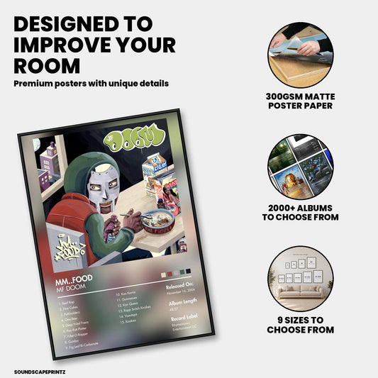MF DOOM — MM..FOOD Album Poster — premium poster features