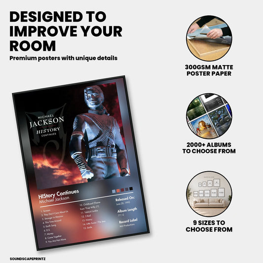 Michael Jackson — HIStory Continues Album Poster — premium poster features