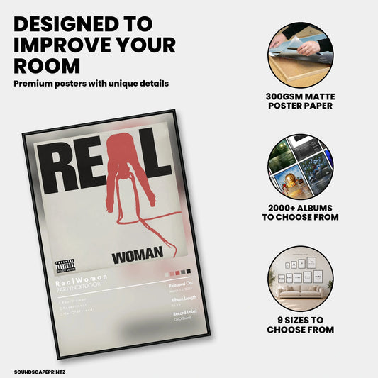 PARTYNEXTDOOR — R e a l W o m a n Album Poster — premium poster features