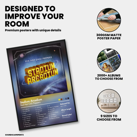 Red Hot Chili Peppers — Stadium Arcadium Album Poster — premium poster features