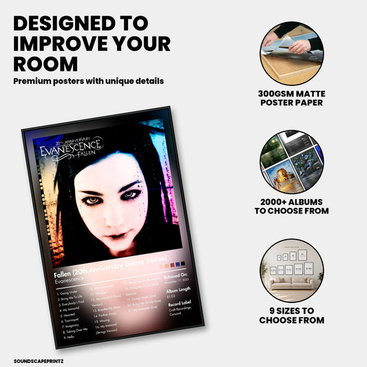 Evanescence — Fallen (20th Anniversary Deluxe Edition) Album Poster — premium poster features