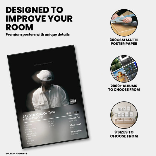 PARTYNEXTDOOR — PARTYNEXTDOOR TWO Album Poster — premium poster features