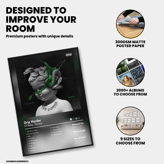 Gunna & Lil Baby — Drip Harder Album Poster — premium poster features