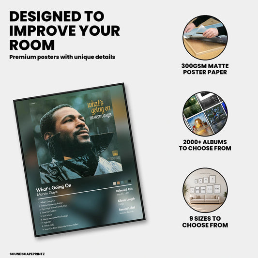 Marvin Gaye — What's Going On Album Poster — premium poster features