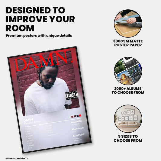 Kendrick Lamar — DAMN. Album Poster — premium poster features
