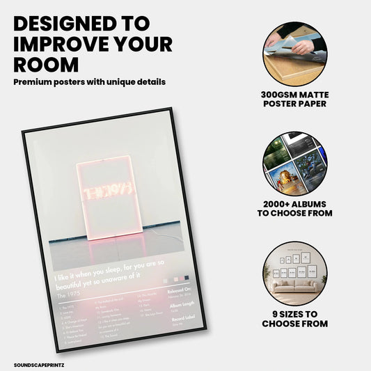 The 1975 — I like it when you sleep, for you are so beautiful yet so unaware of it Album Poster — premium poster features