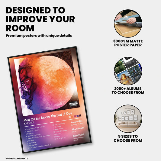 Kid Cudi — Man on the Moon: The End of Day Album Poster — premium poster features
