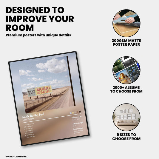 Sam Barber — Music for the Soul Album Poster — premium poster features