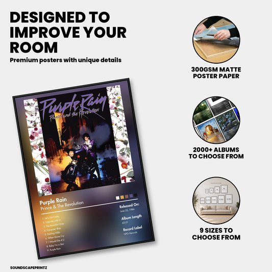 Prince & The Revolution — Purple Rain Album Poster — premium poster features