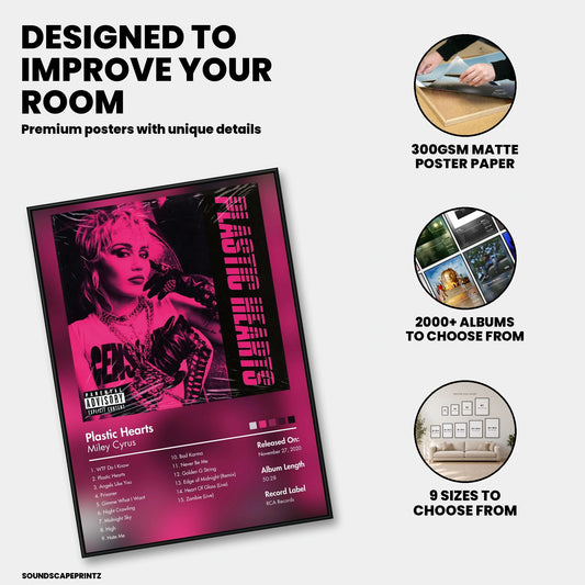 Miley Cyrus — Plastic Hearts Album Poster — premium poster features