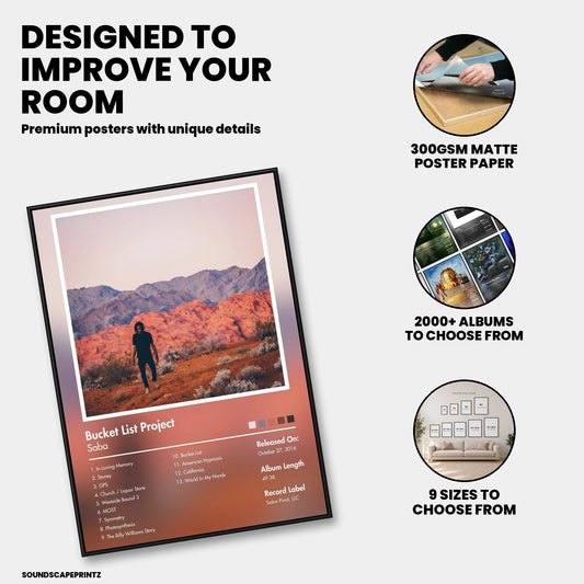 Saba — Bucket List Project Album Poster — premium poster features