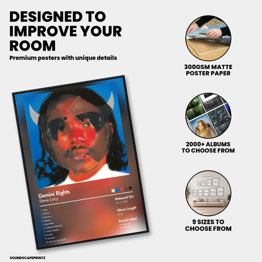 Steve Lacy — Gemini Rights Album Poster — premium poster features
