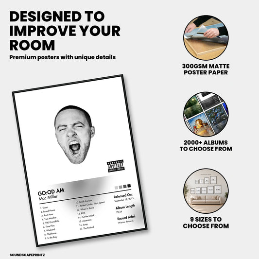 Mac Miller — GO:OD AM Album Poster — premium poster features