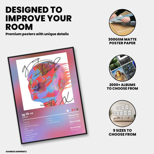 LANY — gg bb xx Album Poster — premium poster features