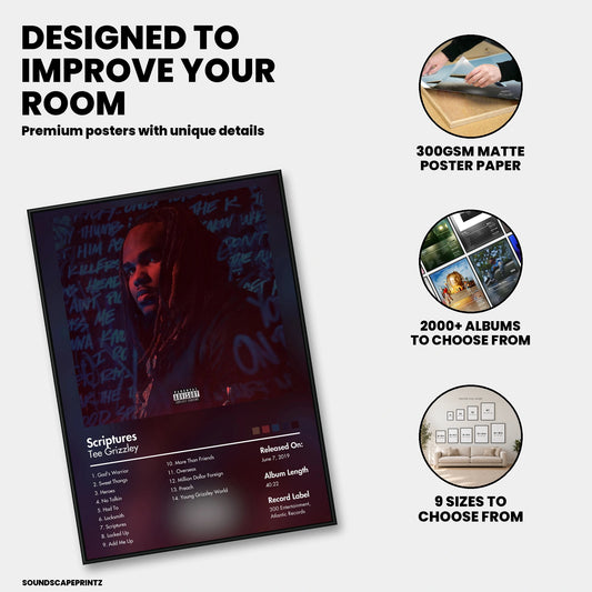 Tee Grizzley — Scriptures Album Poster — premium poster features