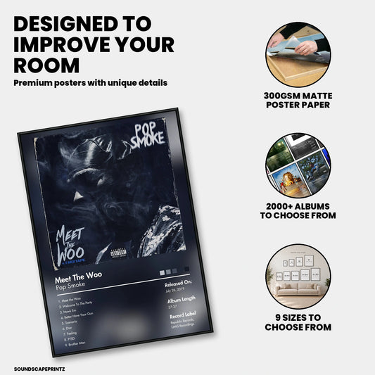 Pop Smoke — Meet the Woo Album Poster — premium poster features