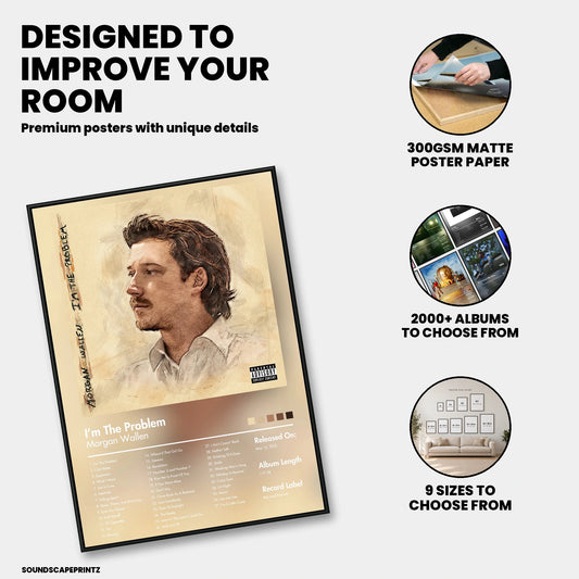 Morgan Wallen — I’m the Problem Album Poster — premium poster features