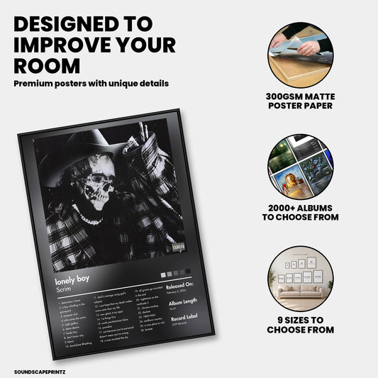 Scrim — lonely boy Album Poster — premium poster features