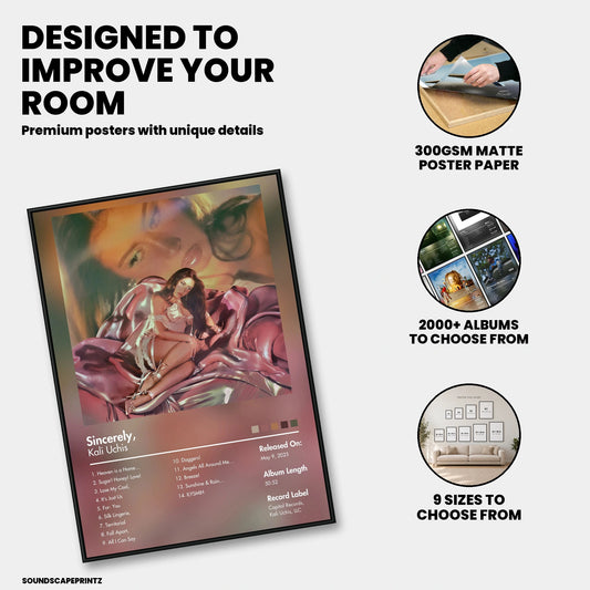 Kali Uchis — Sincerely, Album Poster — premium poster features