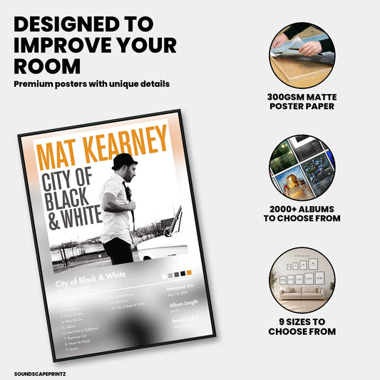 Mat Kearney — City of Black & White Album Poster — premium poster features
