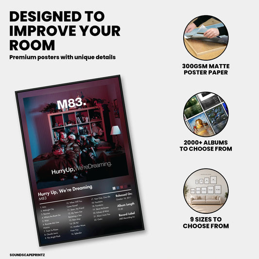 M83 — Hurry Up, We're Dreaming Album Poster — premium poster features