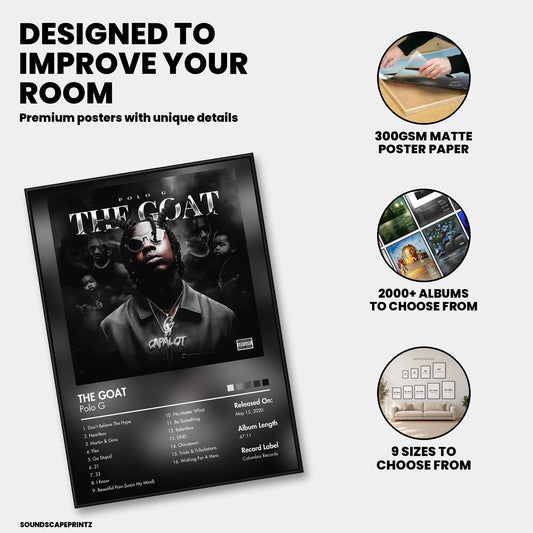 Polo G — THE GOAT Album Poster — premium poster features