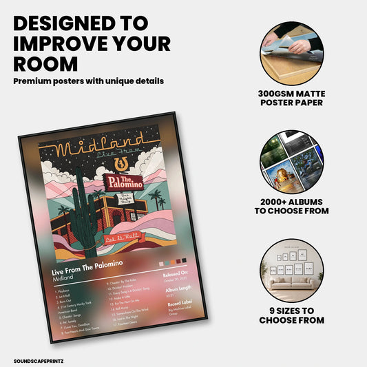 Midland — Live From the Palomino (Full Length) Album Poster — premium poster features