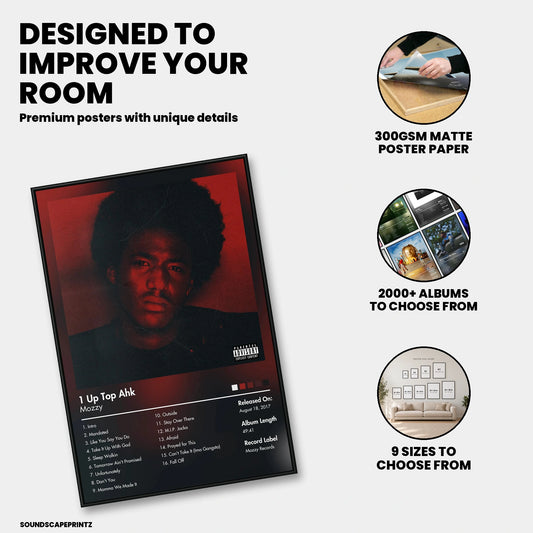 Mozzy — 1 Up Top Ahk Album Poster — premium poster features