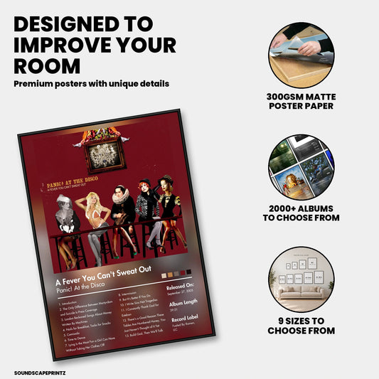 Panic! at the Disco — A Fever You Cant Sweat Out Album Poster — premium poster features