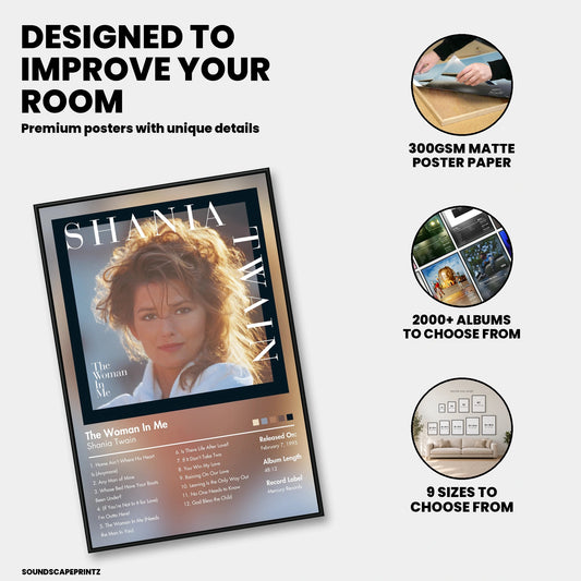Shania Twain — The Woman in Me Album Poster — premium poster features