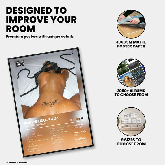 PARTYNEXTDOOR — PARTYNEXTDOOR 4 P4 Album Poster — premium poster features