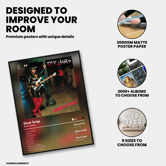 Rick James — Street Songs Album Poster — premium poster features