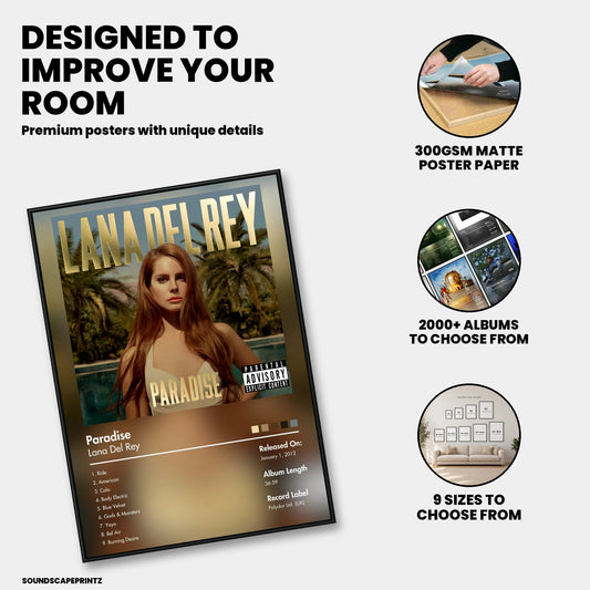 Lana Del Rey — Paradise Album Poster — premium poster features