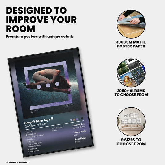 Too Close To Touch — Haven't Been Myself Album Poster — premium poster features
