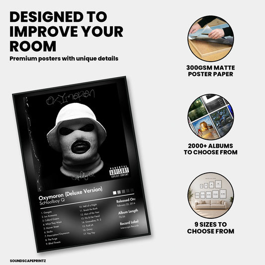 ScHoolboy Q — Oxymoron (Deluxe Version) Album Poster — premium poster features