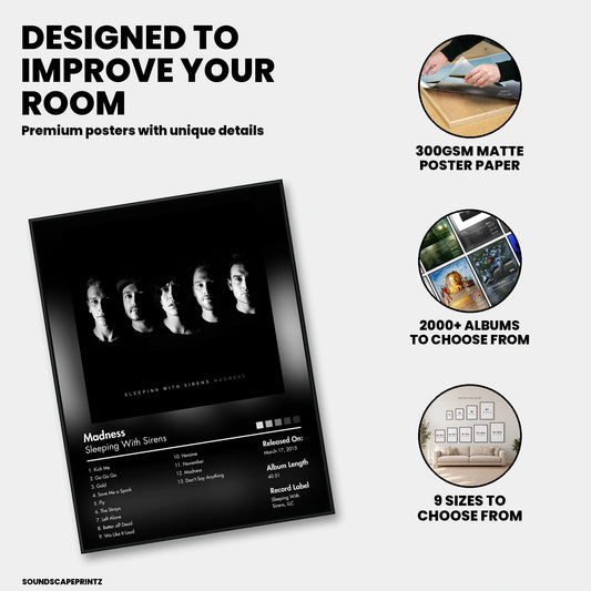 Sleeping With Sirens — Madness Album Poster — premium poster features