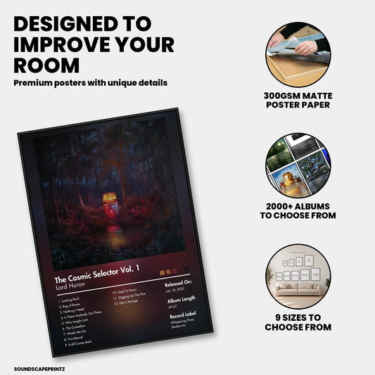 Lord Huron — The Cosmic Selector Vol. 1 Album Poster — premium poster features
