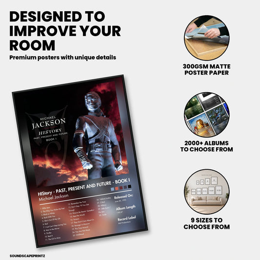 Michael Jackson — HIStory: Past, Present and Future, Book I Album Poster — premium poster features