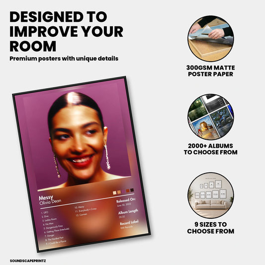 Olivia Dean — Messy Album Poster — premium poster features