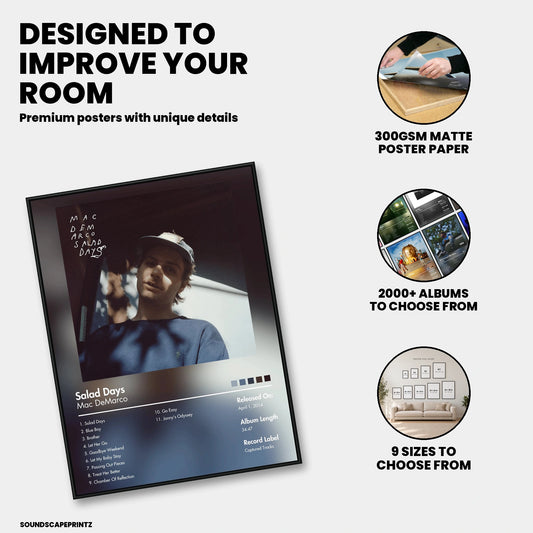 Mac DeMarco — Salad Days Album Poster — premium poster features
