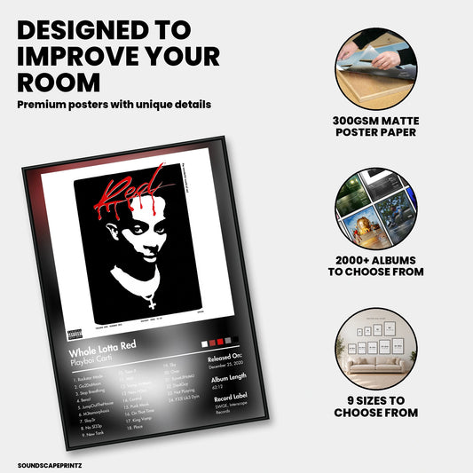 Playboi Carti — Whole Lotta Red Album Poster — premium poster features