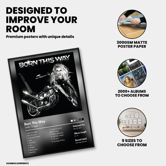 Lady Gaga — Born This Way Album Poster — premium poster features