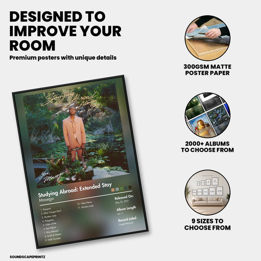 Masego — Studying Abroad Extended Stay Album Poster — premium poster features