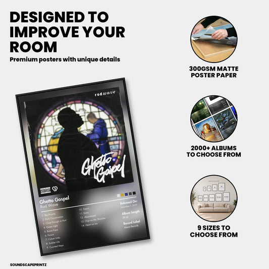 Rod Wave — Ghetto Gospel Album Poster — premium poster features