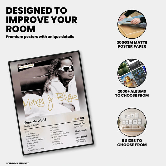 Mary J. Blige — Share My World Album Poster — premium poster features