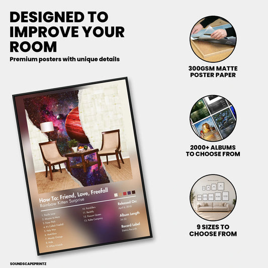 Rainbow Kitten Surprise — How to: Friend, Love, Freefall Album Poster — premium poster features