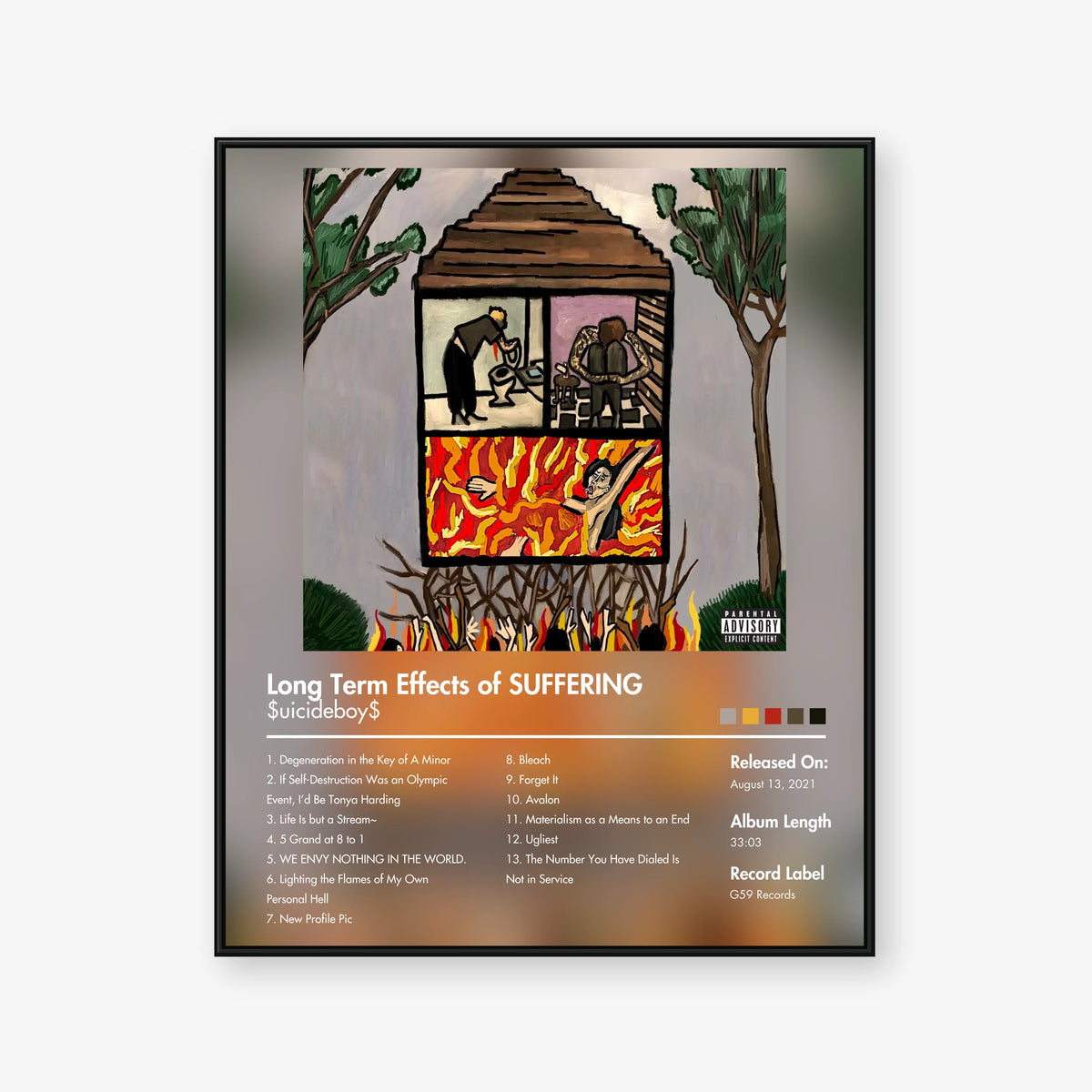 $uicideboy$ — Long Term Effects of SUFFERING Album Poster — Blur frame mockup