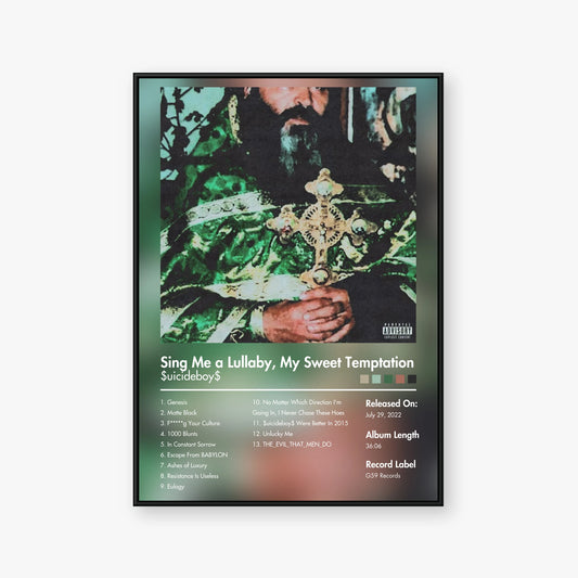 $uicideboy$ — Sing Me a Lullaby, My Sweet Temptation Album Poster — Blur frame mockup